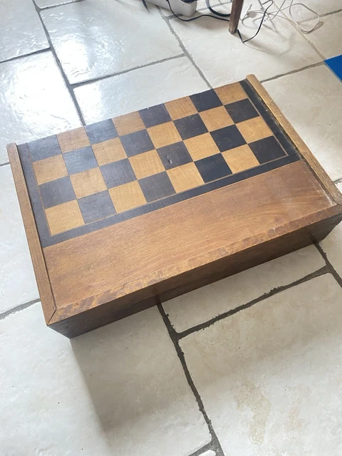 Ancienne Boîte De Jeu De Jacquet Backgammon En Bois - Complet Avec Jeu De Dames - France