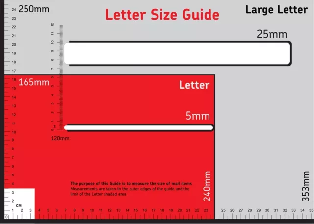 UK Royal Mail Pricing in Proportion MEASURING RULER...... Size Postal Stamps PIP