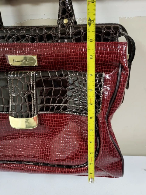 Samantha Brown Dowel Travel Bag Croc Embossed Red Brown Weekender Carry On 3