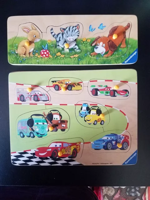 Ravensburger Holzpuzzles Set Kleinkind Motorik Cars Tiere