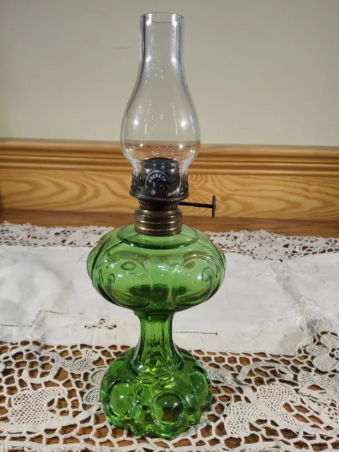 Miniature Stand Lamp Daisy Oil Green Glass Butler Brothers 1912 Smith 1 Fig 112