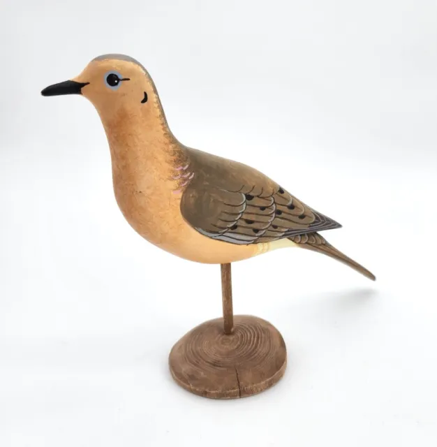 Vintage M.K. Manfred Scheel Wood Carved Mourning Dove Decoy Folk Art Bird Figure