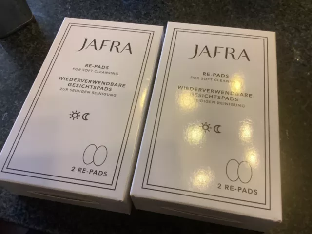 Jafra 2x 2 (4) wiederverwendbare Reinigungspads Re-Pads, weiß, flauschig NEU OVP