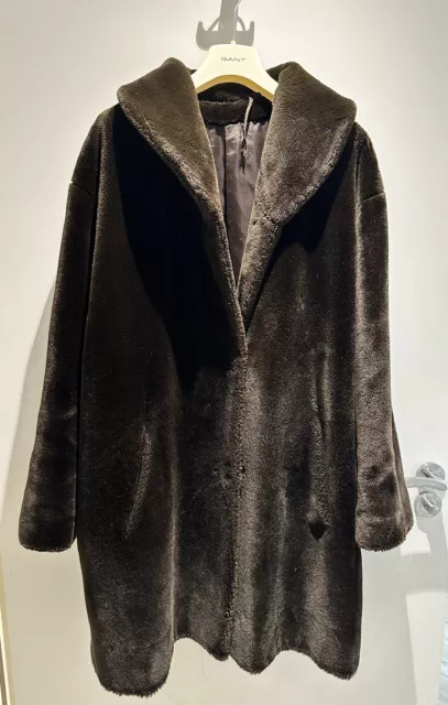 VINTAGE MARKS & Spencer St Michael's Oversized Chocolate Brown Faux fur ...