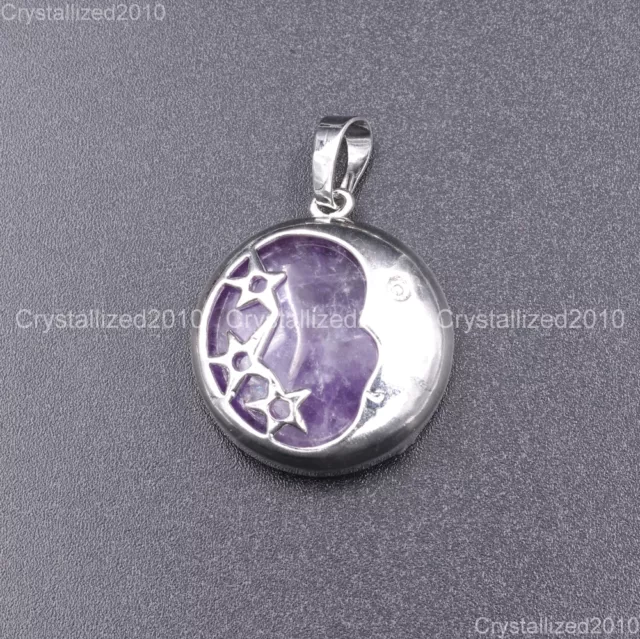 Natural Gemstones Moon and Stars Reiki Chakra Healing Beads Pendant Necklaces