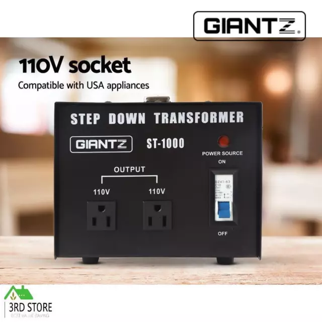 Giantz 1000W 240V TO 110V Step Down Stepdown Transformer Voltage Converter AU-US