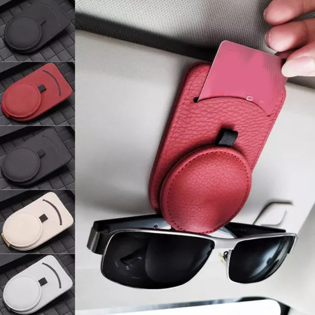PIEZA Parasol Coche Gafas de Cuero Gafas de Sol Tarjeta Soporte Ticket Clip Magn'