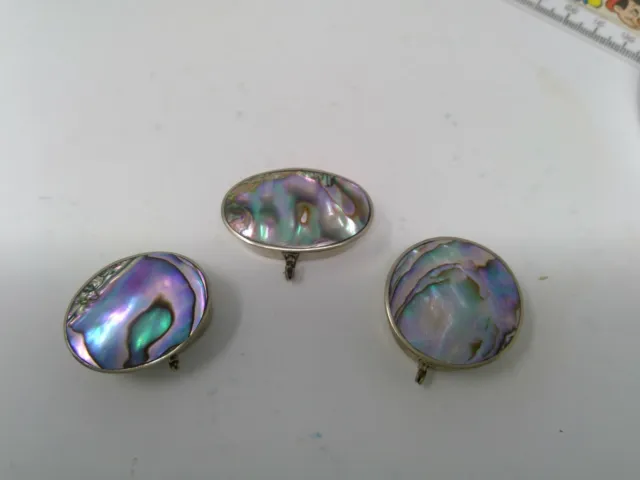 Group of 3 Mexico Alpaca Abalone Shell Trinket Pill Boxes