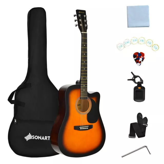 41 Inch Full Size Steel-String Guitar Acoustic Guitar  with Gig Bag Tuner Pick