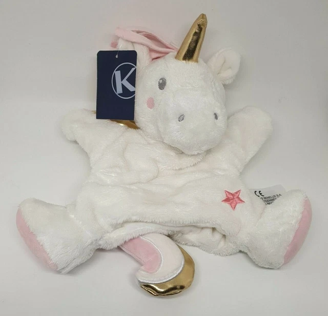 36 - Doudou Peluche Marionnette Licorne Rose Blanc Etoile Dore Or Simba Toys