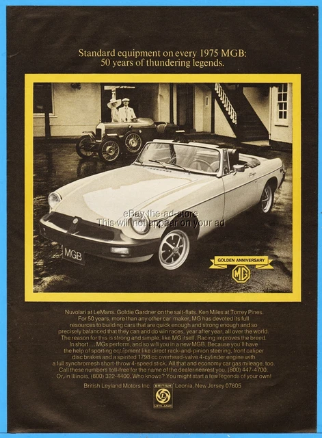 1975 MG B MGB 50th Anniversary Original Advertisement Print Vintage Car Ad
