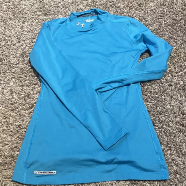 Under Armour Women’s Teal Coldgear Fitted Mock Neck Activewear Top Shirt Medium