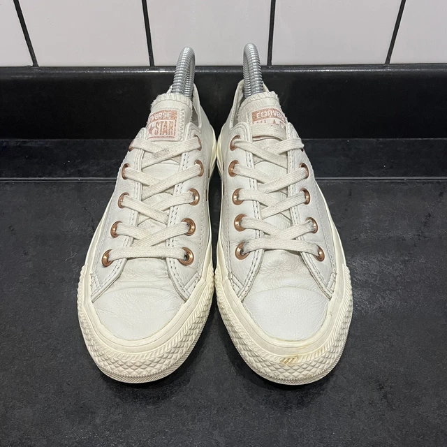 Converse all star low leather hotsell egret rose gold