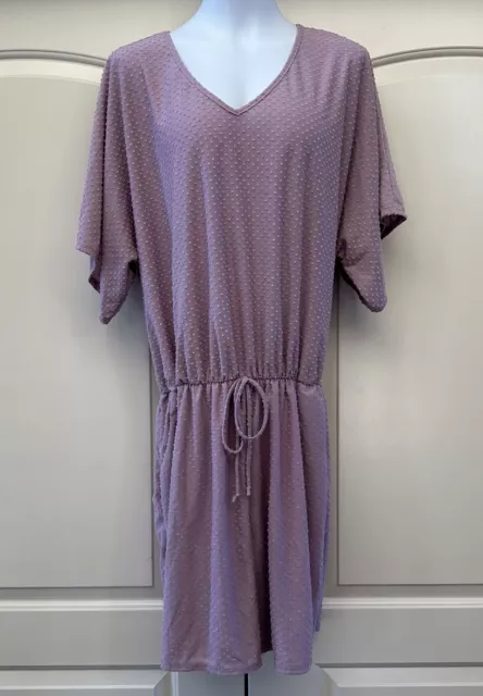 Chic soul Romper Raised Dot Pocket Short Sleeve Lavendar Plus Size 3X