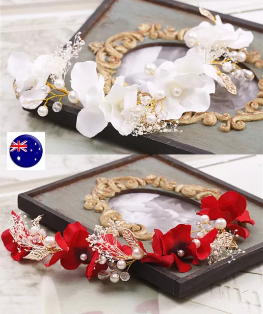 Women Girl Flower Pearl Party Wedding Beach Tiara Crown hair headband Garland