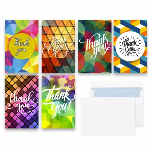 Thank You Card Multipack Pack of 24 - 6 Beautiful Design Foldable with Envelopes