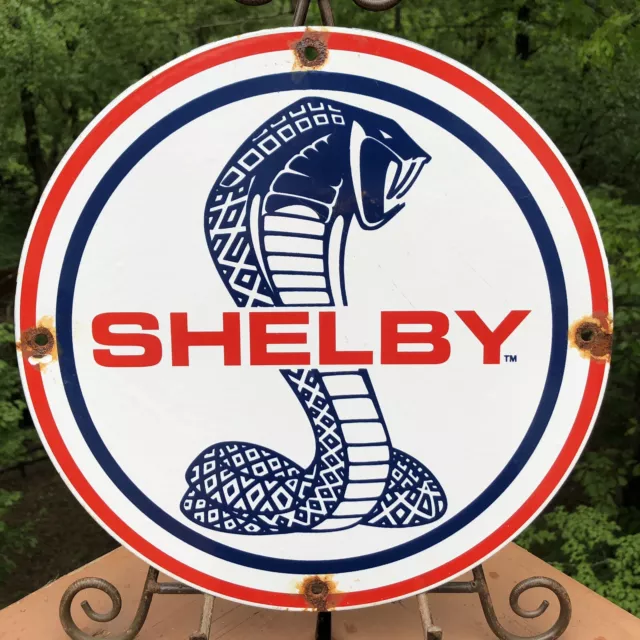 Vintage Ford Shelby Porcelain Sign Gt Auto Gas Service Dealership Mustang F-150