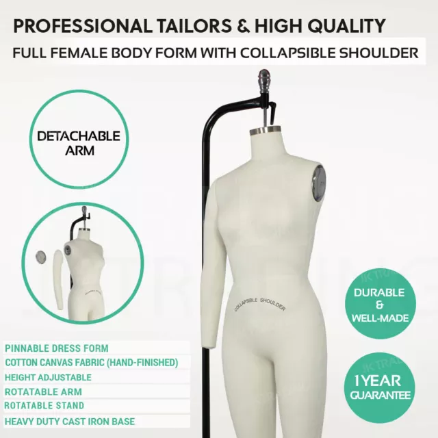 Half Scale Professional Female Full Body Dress Form (Miniform) w/  Removable Arms