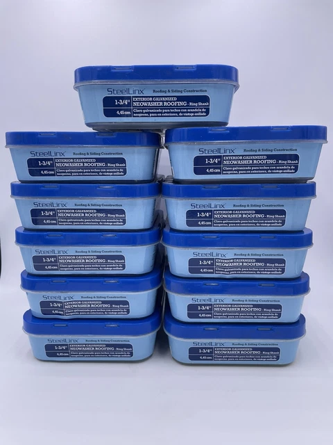 *Lot Of 11 Boxes/11 Lbs* 1-3/4” Exterior Galvanized Neowasher Roofing Nails