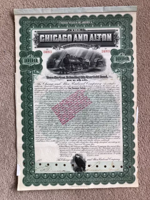 Chicago And Alton Railroad Co 1899 $1000