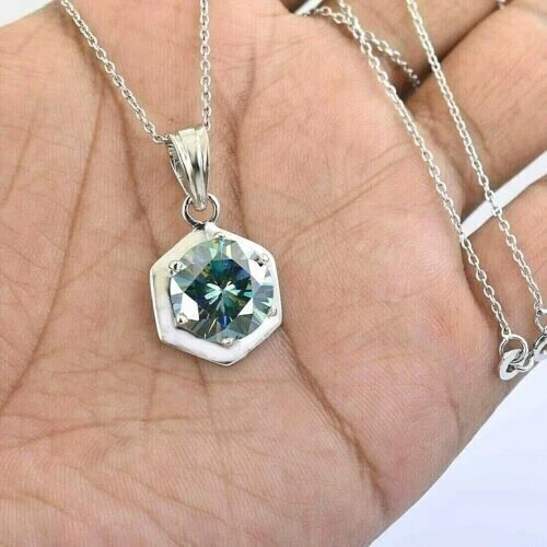 5.00 Ct Blue Treated Diamond Pendant Brilliant Cut VVS1 Certified ! Ideal Gift