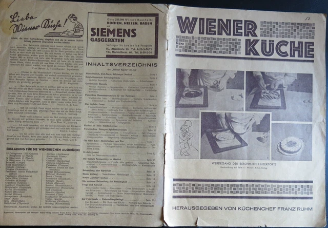 WIENER KÜCHE Nr. 55 vom März 1935 Herausgeb. F. Ruhm