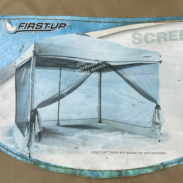 First-Up Screen Curtain For Gazebo 10'x10' Includes Quick Clips Six Steel Stakes 3