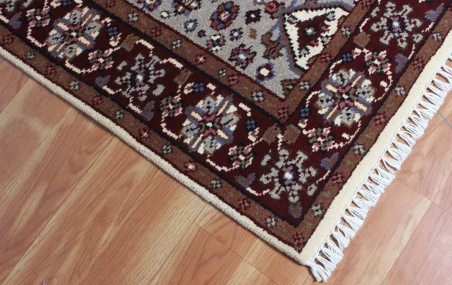 Parsian Mano Anudado Lana Alfombras Cuarto de Estar Oriental Beige Alfombras