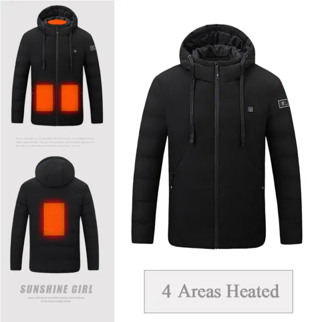 Men Electric Heated Coat USB Warm Up Jacket Winter Body Warmer Windproof Hoodies