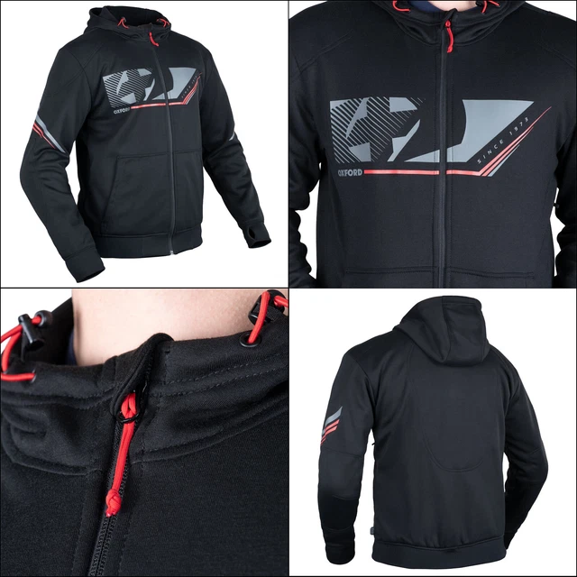 Oxford Super 2.0 Sport Rinforzata Felpa con Felpa con Cappuccio Moto Aramide Giacca - Nero