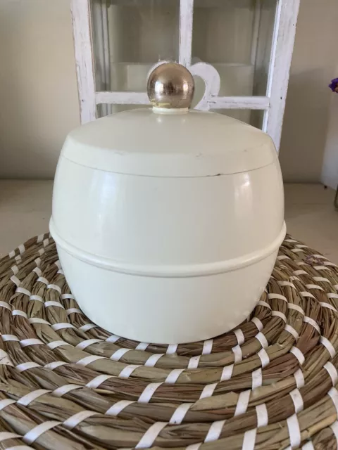 Insulex Limited 1960s Ivory Gold Ice Bucket Retro Home Bar Vintage Christmas
