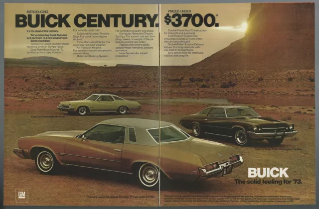 1973 BUICK CENTURY 2-page advertisement, Century Colonnade print ad