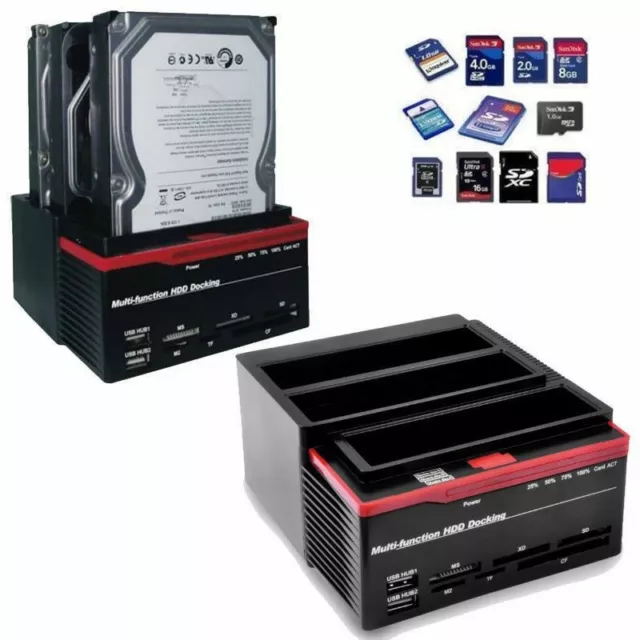 Docking Station Triplo 3 Hard Disk Usb 2.0 Multifunzione Lettore Card Sata Ide