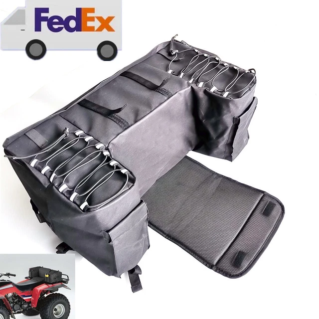 US Ship ATV UTV Rear Cargo Bag Storage Padded Seat Bottom Support Rack Box Black