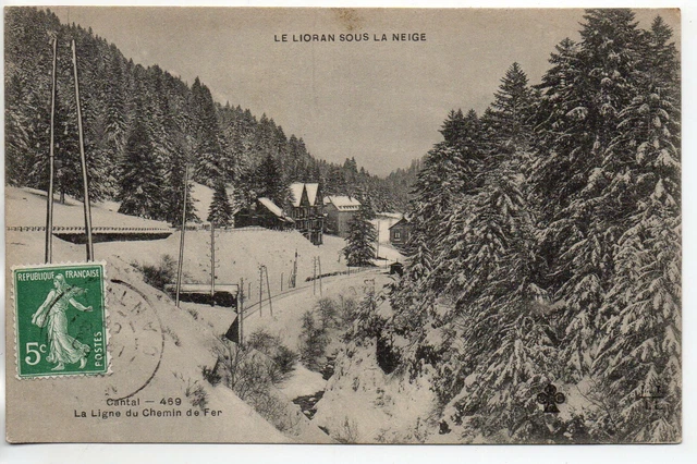 LE LIORAN - Cantal - CPA 15 - railway line - valley under the snow