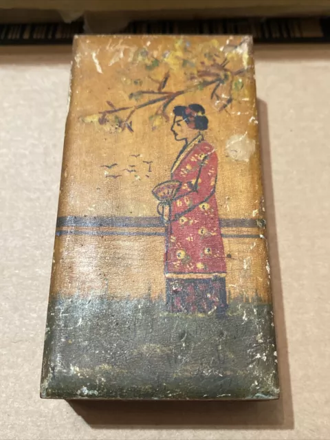 Small Hand Crafted Japanese Wooden Box Oriental Vintage Antique