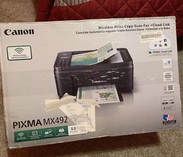 Canon PIXMA MX492 Black Wireless All-In-One Inkjet Printer READ Description!! #5