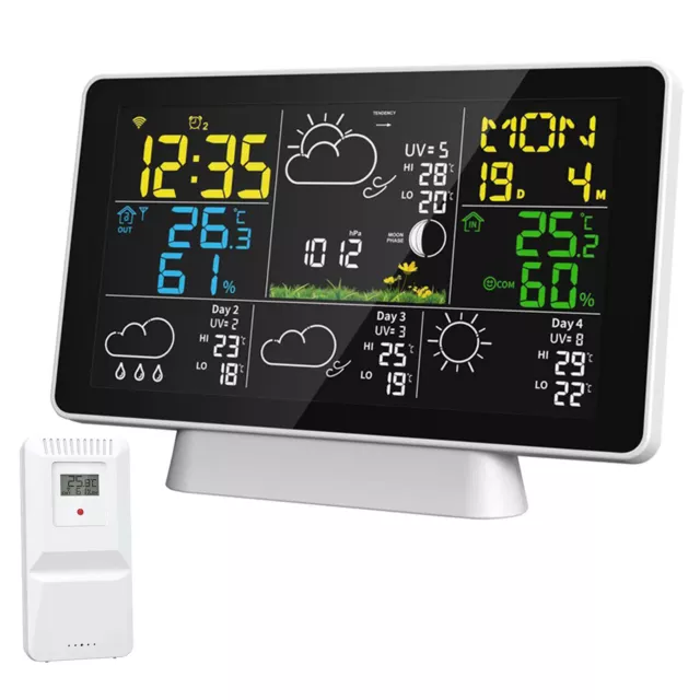 WiFi Weather Station Smart Weather Clock Calendar 4-Day Weather Forecast G2H9
