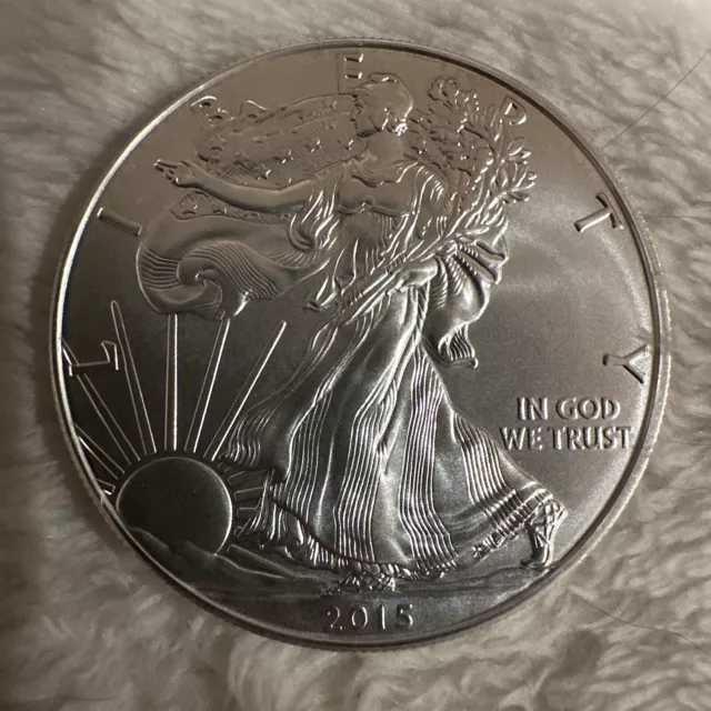 2015 Silver Eagle One Once Silver Dollar!  Bu! In Holder #1. Looks Perfect!