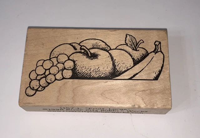 1998 River City Rubber Works Stamp Fruit, Large 1157-L Still Life