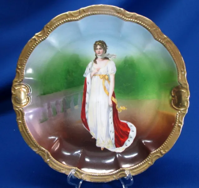 Bavarian Porcelain 11.5"Dia Queen Louise In Ermine Robes Plaque