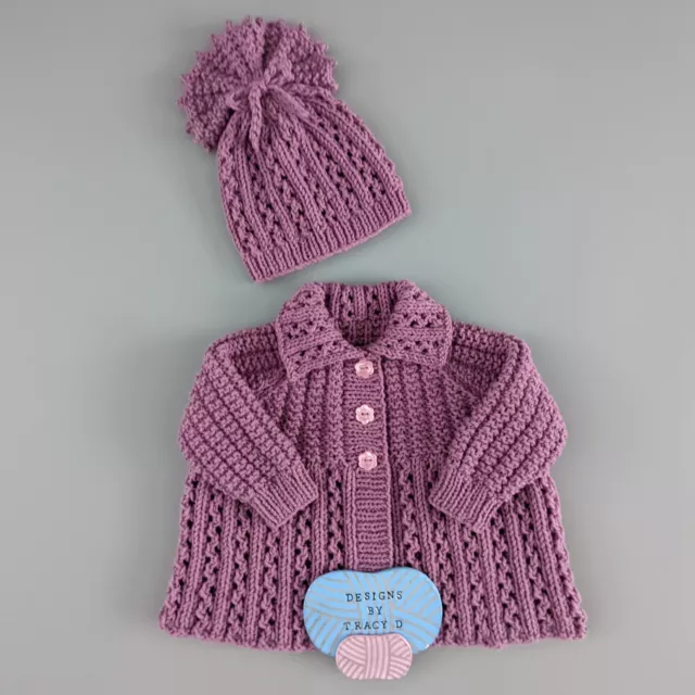 Baby Knitting Patterns  Cardigan, Hat  & Booties from Designs By Tracy D