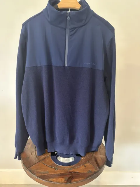 VINEYARD VINES QUARTER Zip Sweater Mens Large Wool Navy Blue $35.00 ...
