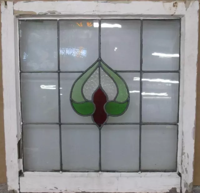 OLD ENGLISH LEADED STAINED GLASS WINDOW Pretty Abstract 21" x 21"