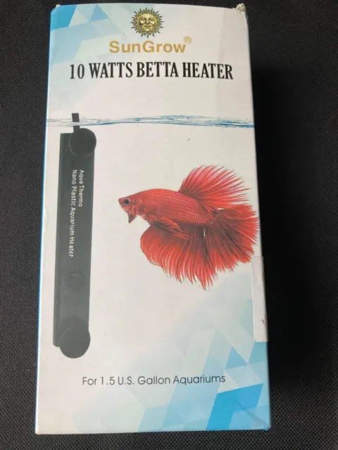 SunGrow Betta Fish & Turtle Aquarium Tank Water Heater, 10-watt