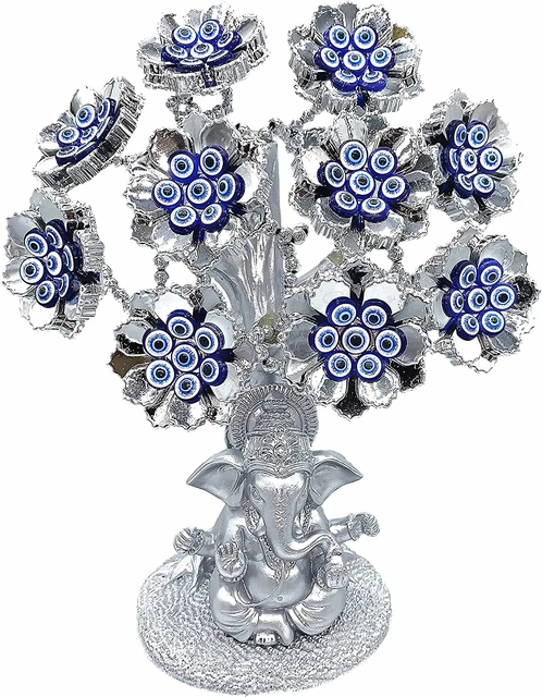 Turkish Nazar Blue Evil Eye Tree with Hindu Ganesha God Design Protection Blessi