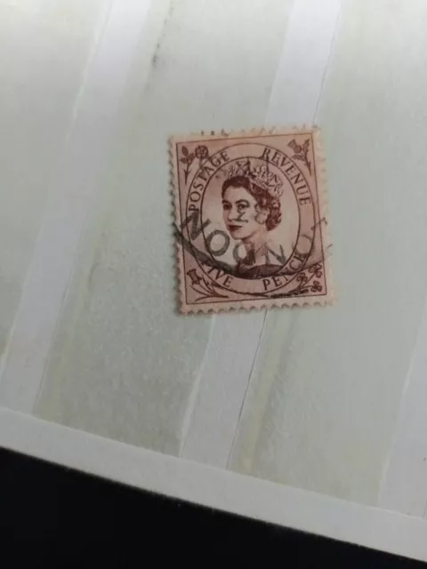 gb stamp,Queen Elizabeth II pre-decimal Wilding 5d Watermark Unknown