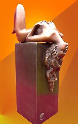 Art Deco Erotic Bronze Female Naked Statue Figure Hot Cast Girl Nude Sculpture