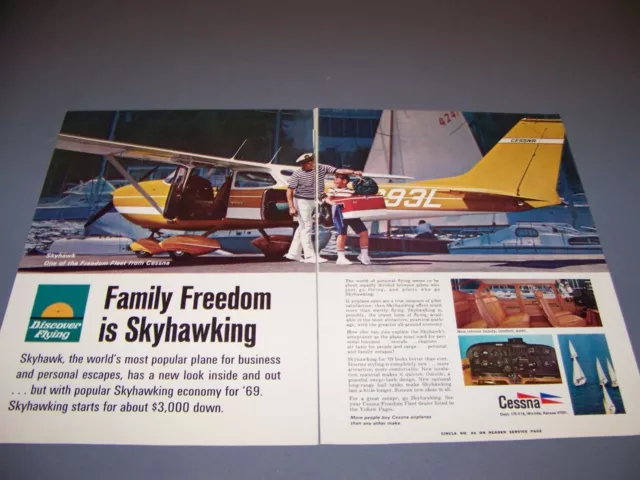 1969 Cessna Skyhawk ...2-Page Sales Ad...rare! (697G)