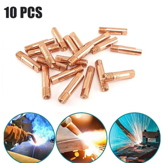10pcs MIG MAG Welding Torch Contact Tips Aperture Gas Nozzle MB-15AK M6x25mm